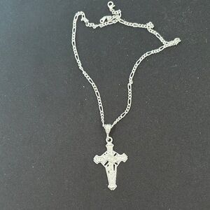 Elegant Silver Cross Pendant Necklace